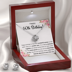 60TH BIRTHDAY MEMORIES LOVE KNOT NECKLACE AND EARRINGS SET