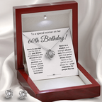 60TH BIRTHDAY WISDOM LOVE KNOT NECKLACE AND EARRINGS SET