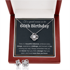 60TH BIRTHDAY MILESTONE LOVE KNOT NECKLACE AND EARRINGS SET