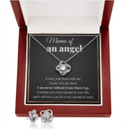 MAMA OF AN ANGEL LOVE KNOT NECKLACE AND EARRINGS GIFT SET
