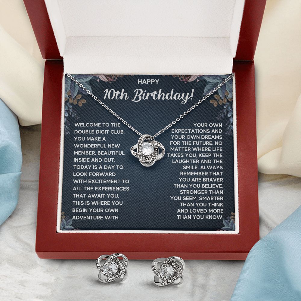 10 BIRTHDAY DREAMS LOVE KNOT NECKLACE AND EARRINGS SET