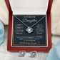 TO MY DAUGHTER PROUD LOVE KNOT NECKLACE AND EARRINGS SET