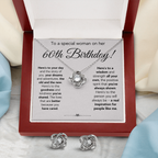 60TH BIRTHDAY WISDOM LOVE KNOT NECKLACE AND EARRINGS SET