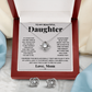 TO MY BEAUTIFUL DAUGHTER SQUEEZED LOVE KNOT NECKLACE AND EARRINGS