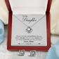 TO MY DAUGHTER BRAVER LOVE KNOT NECKLACE AND EARRINGS SET