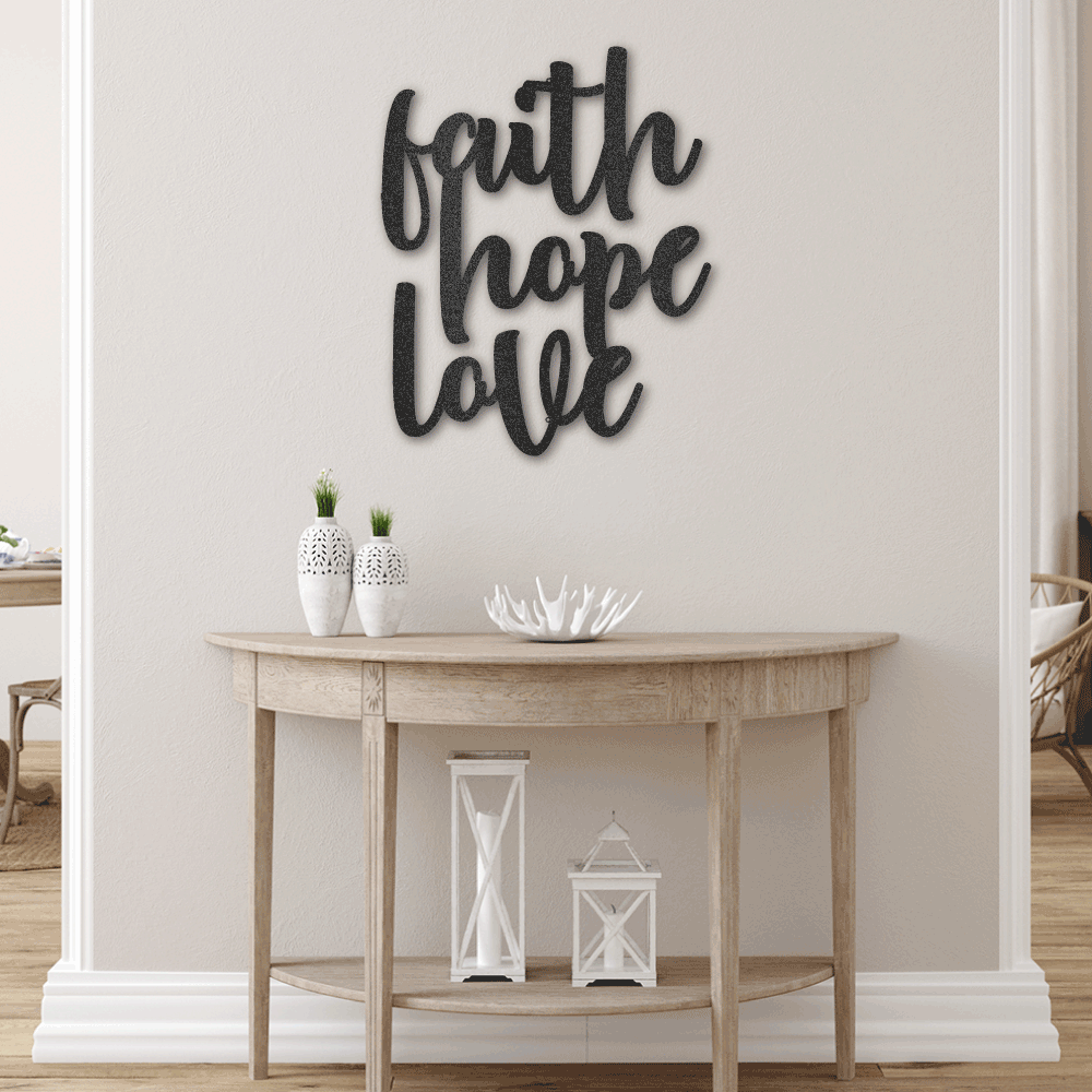 FAITH HOPE LOVE METAL WALL ART