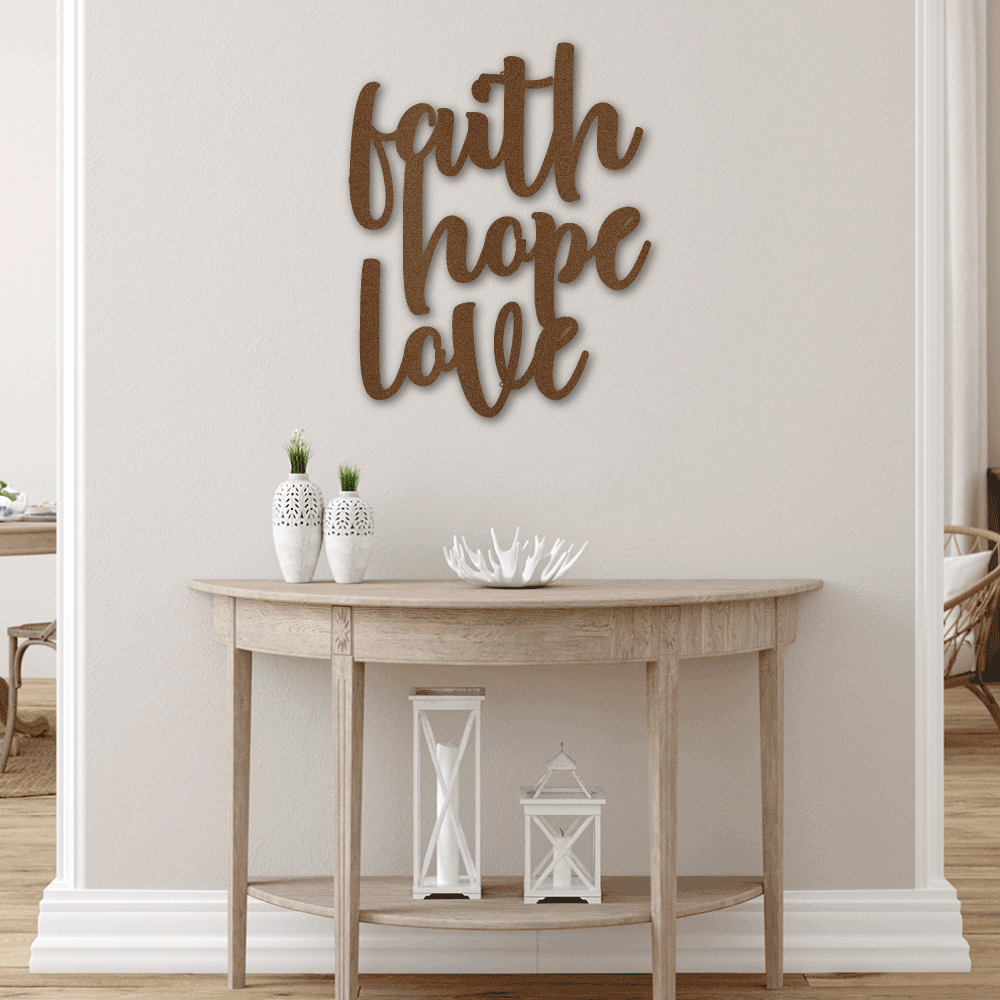 FAITH HOPE LOVE METAL WALL ART