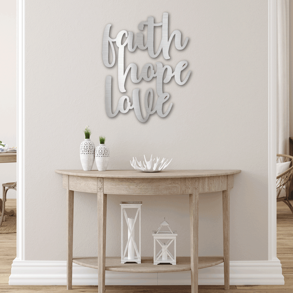 FAITH HOPE LOVE METAL WALL ART