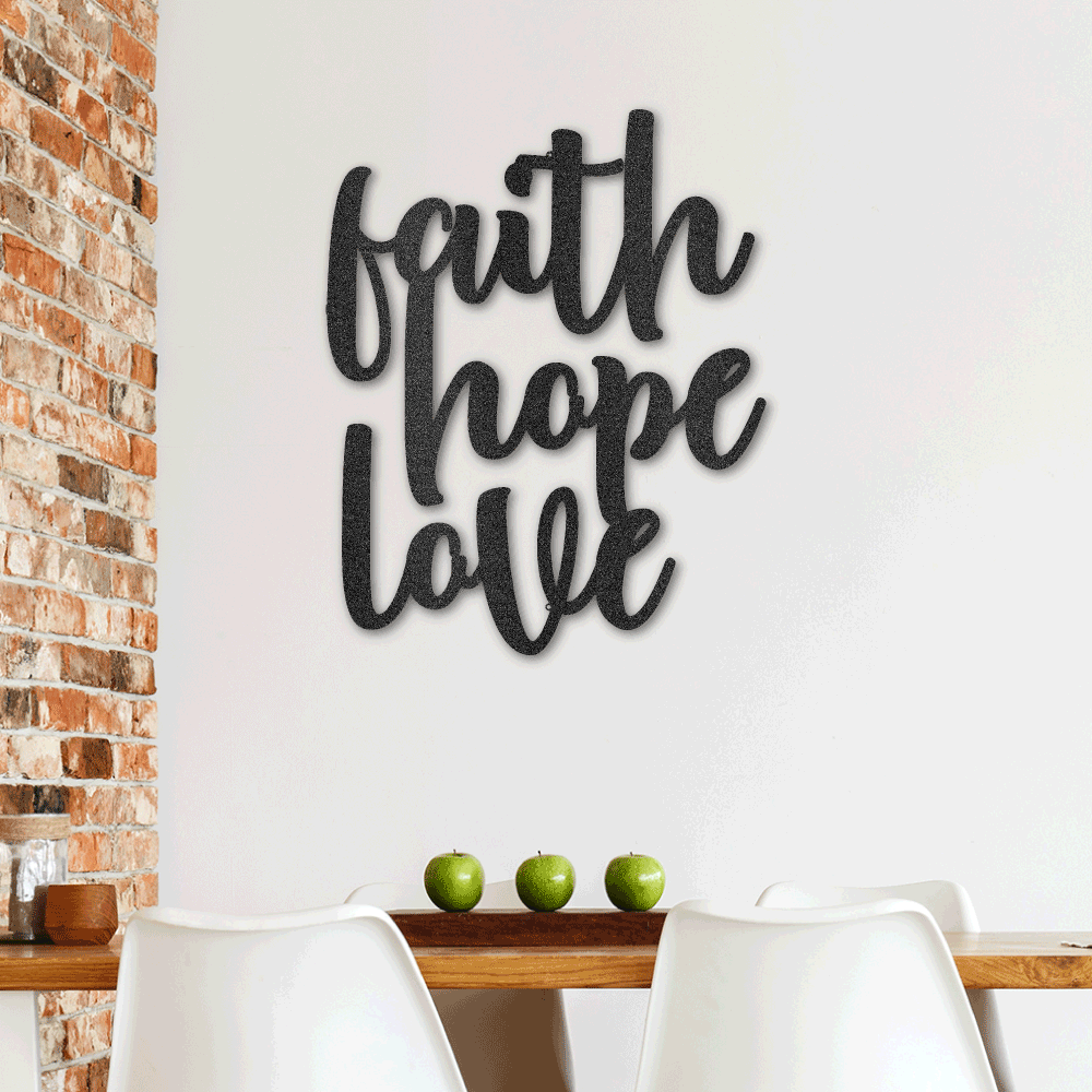 FAITH HOPE LOVE METAL WALL ART