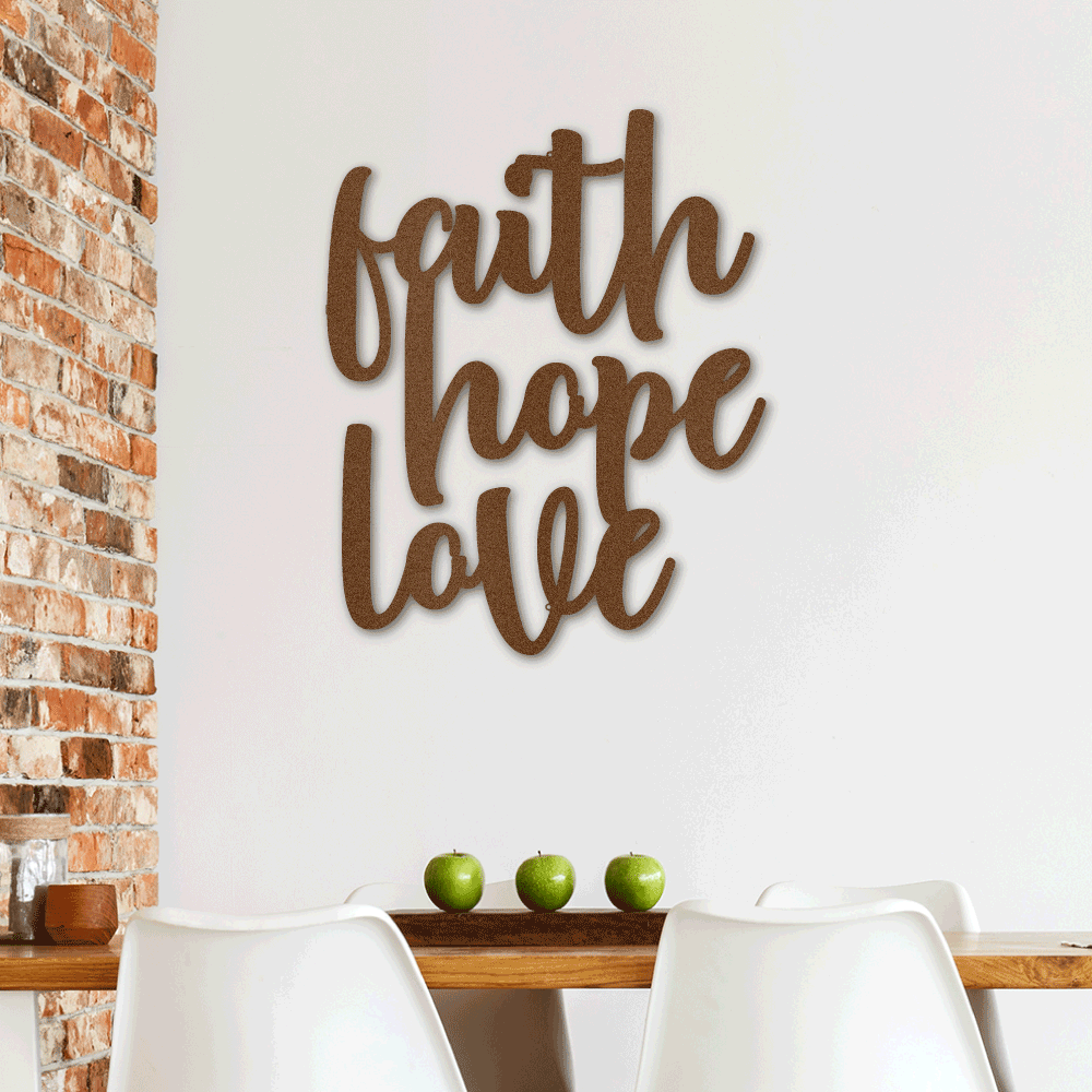 FAITH HOPE LOVE METAL WALL ART