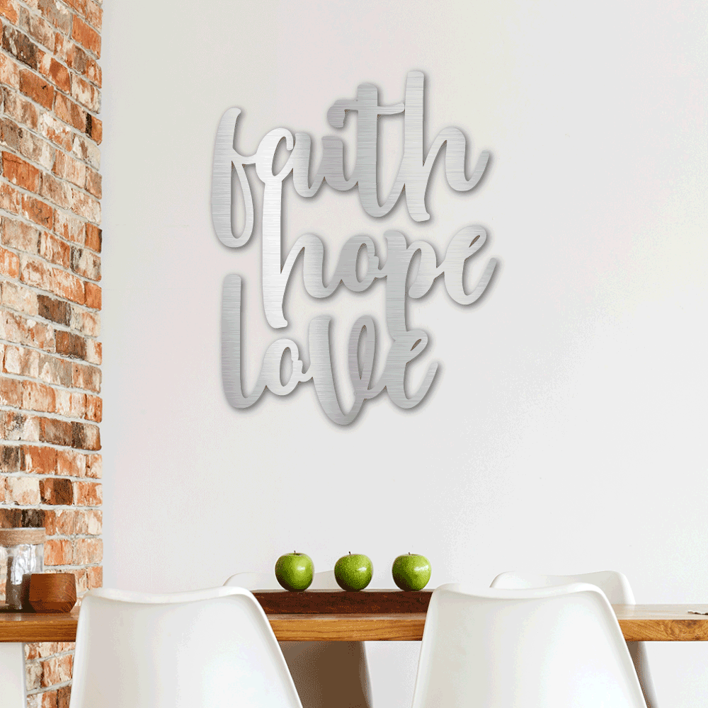 FAITH HOPE LOVE METAL WALL ART