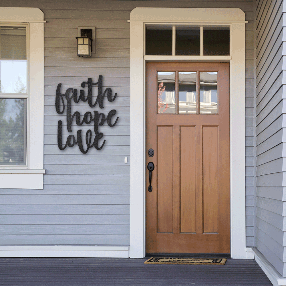 FAITH HOPE LOVE METAL WALL ART