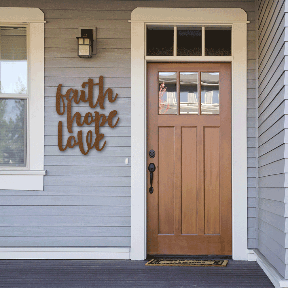 FAITH HOPE LOVE METAL WALL ART