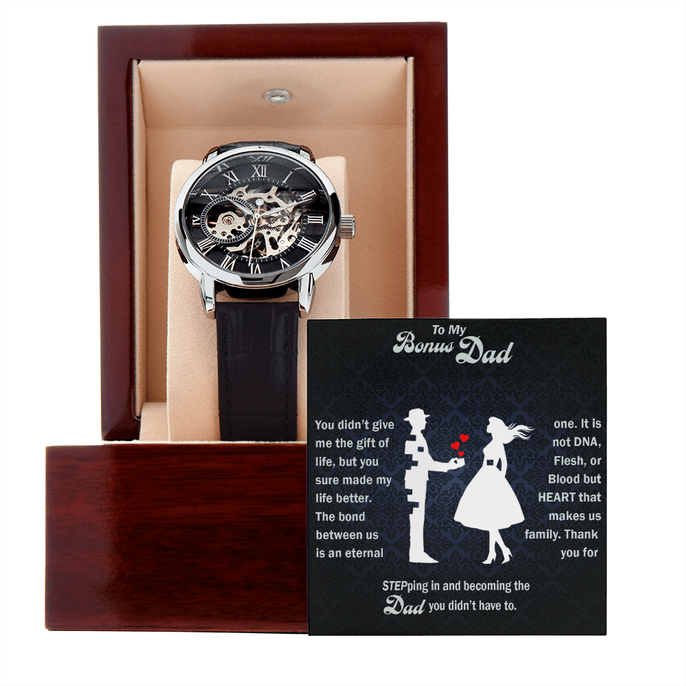 Bonus Dad - Stepdaughter - Heart Makes Family - Openwork Watch