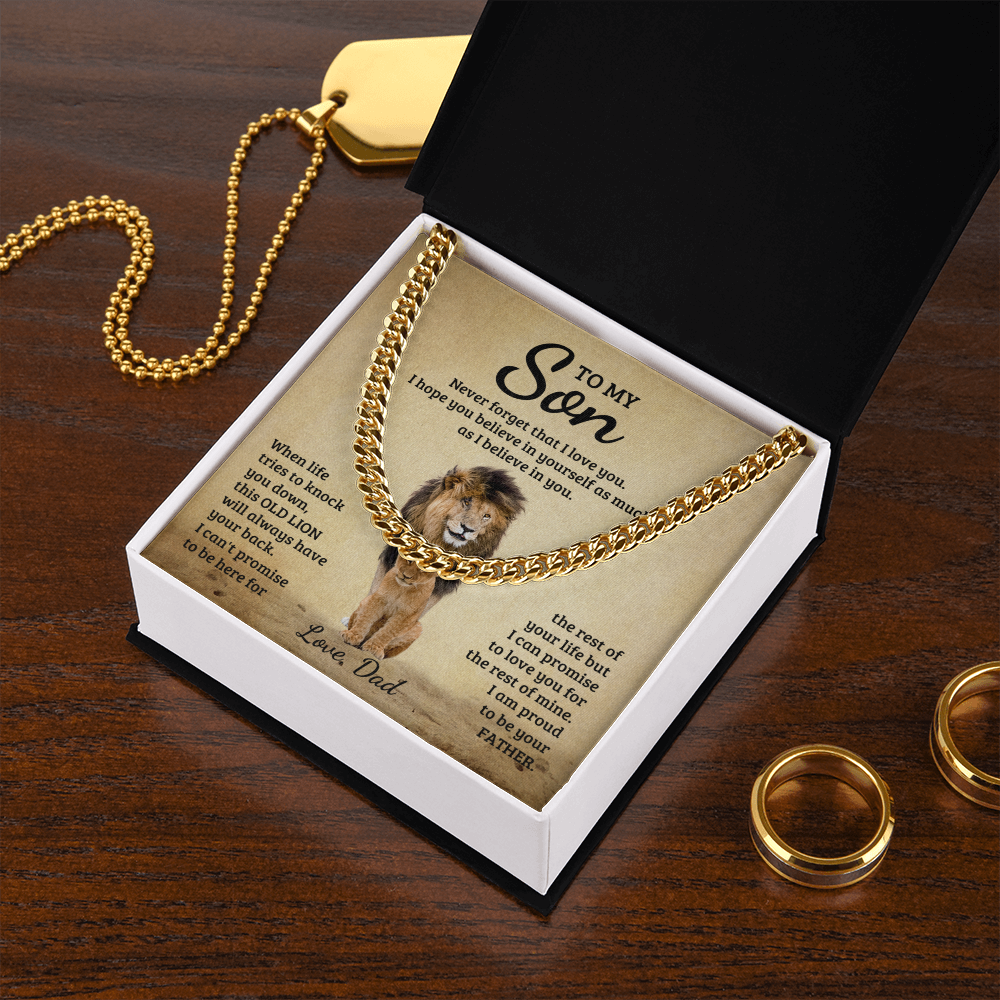 TO MY SON OLD LION CUBAN LINK CHAIN