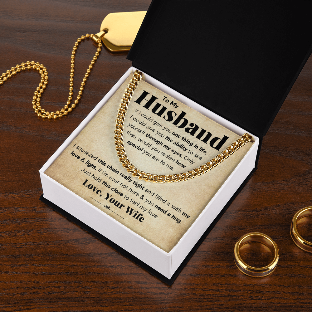 TO MY HUSBAND SQUEEZED CUBAN LINK CHAIN GIFT SET