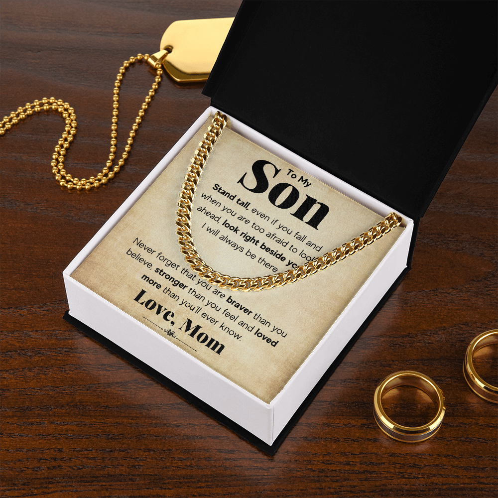 TO MY SON STAND TALL CUBAN LINK CHAIN