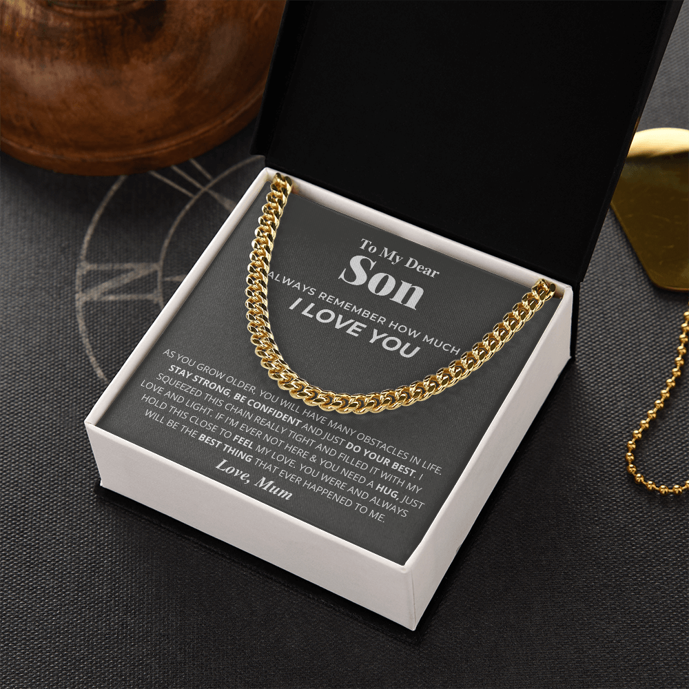MUM - TO MY SON - REASONS CUBAN LINK CHAIN - NECKLACE GIFT SET