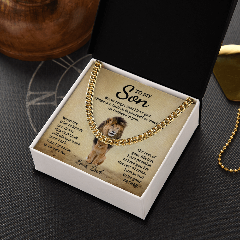 TO MY SON OLD LION CUBAN LINK CHAIN