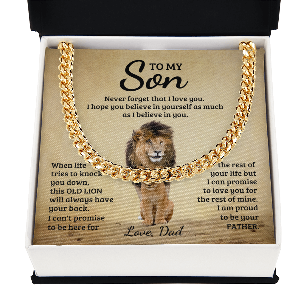 TO MY SON OLD LION CUBAN LINK CHAIN