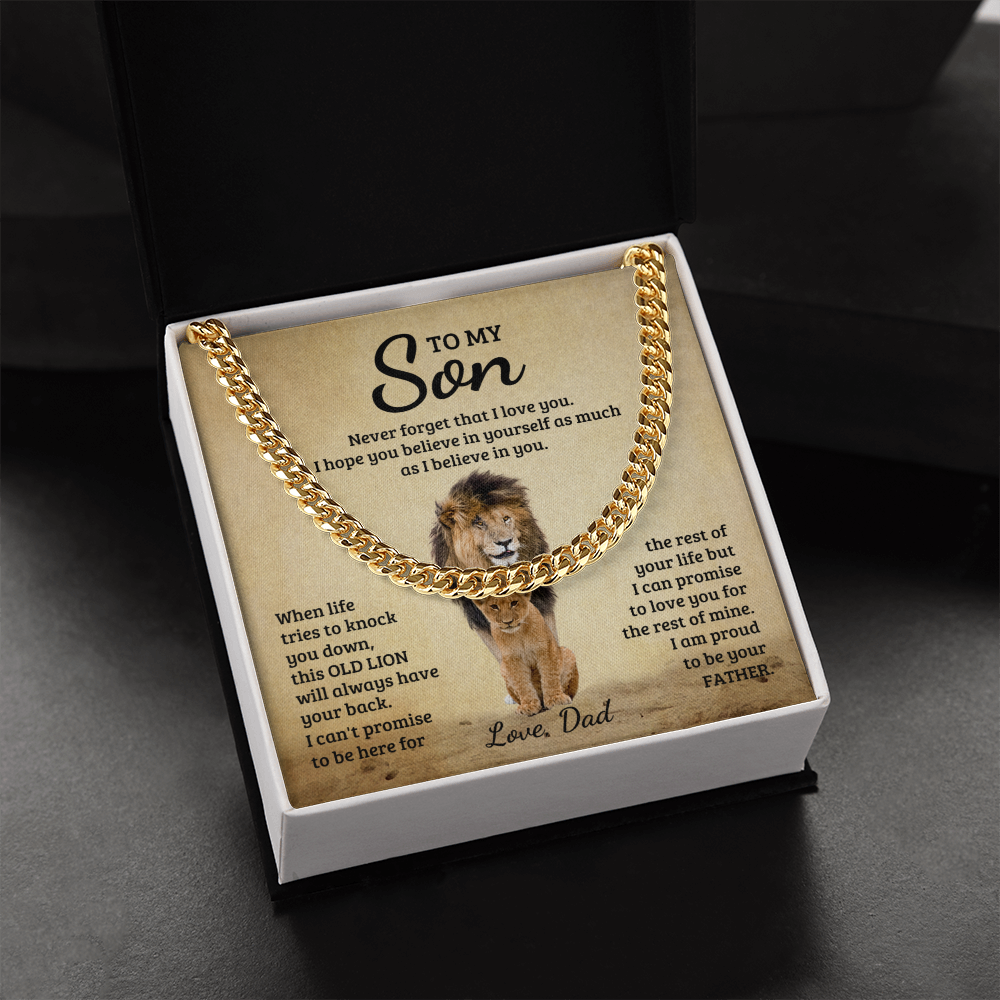 TO MY SON OLD LION CUBAN LINK CHAIN