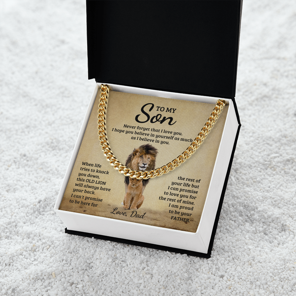 TO MY SON OLD LION CUBAN LINK CHAIN