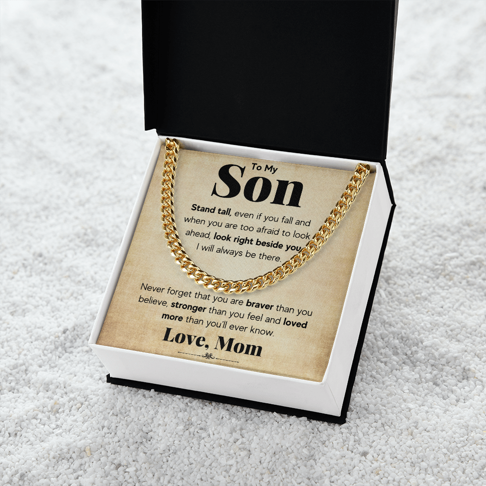 TO MY SON STAND TALL CUBAN LINK CHAIN