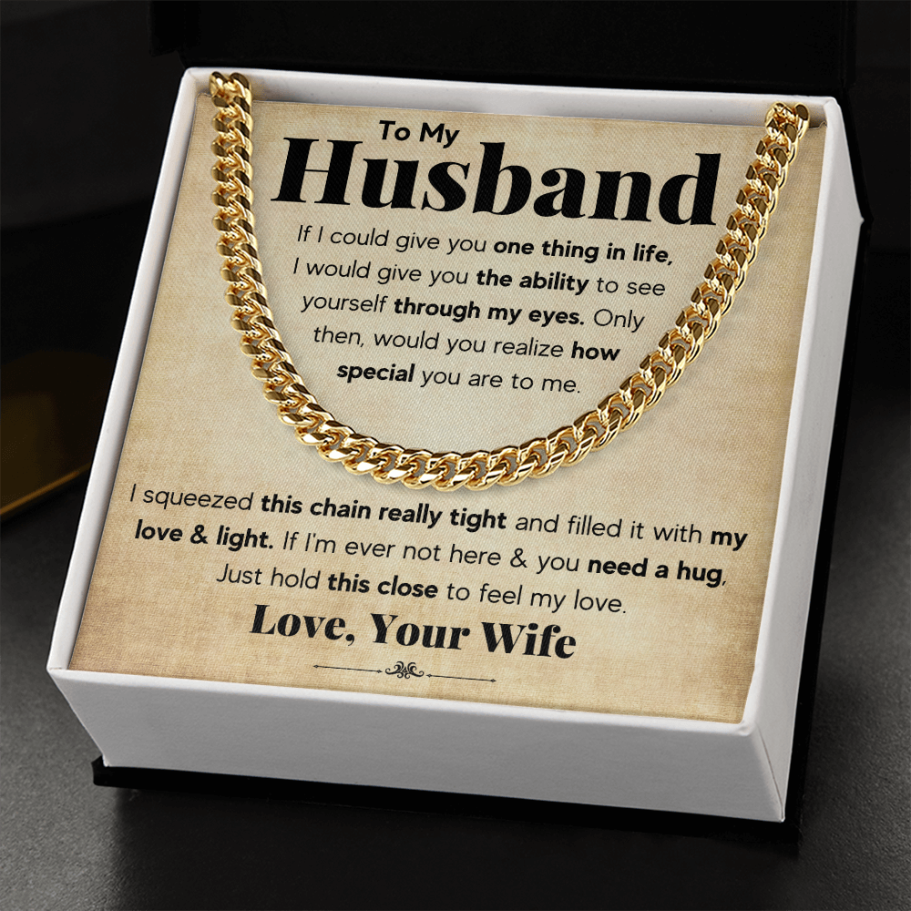 TO MY HUSBAND SQUEEZED CUBAN LINK CHAIN GIFT SET