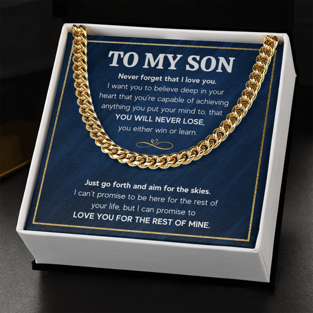 TO MY SON SKIES CUBAN LINK CHAIN GIFT SET