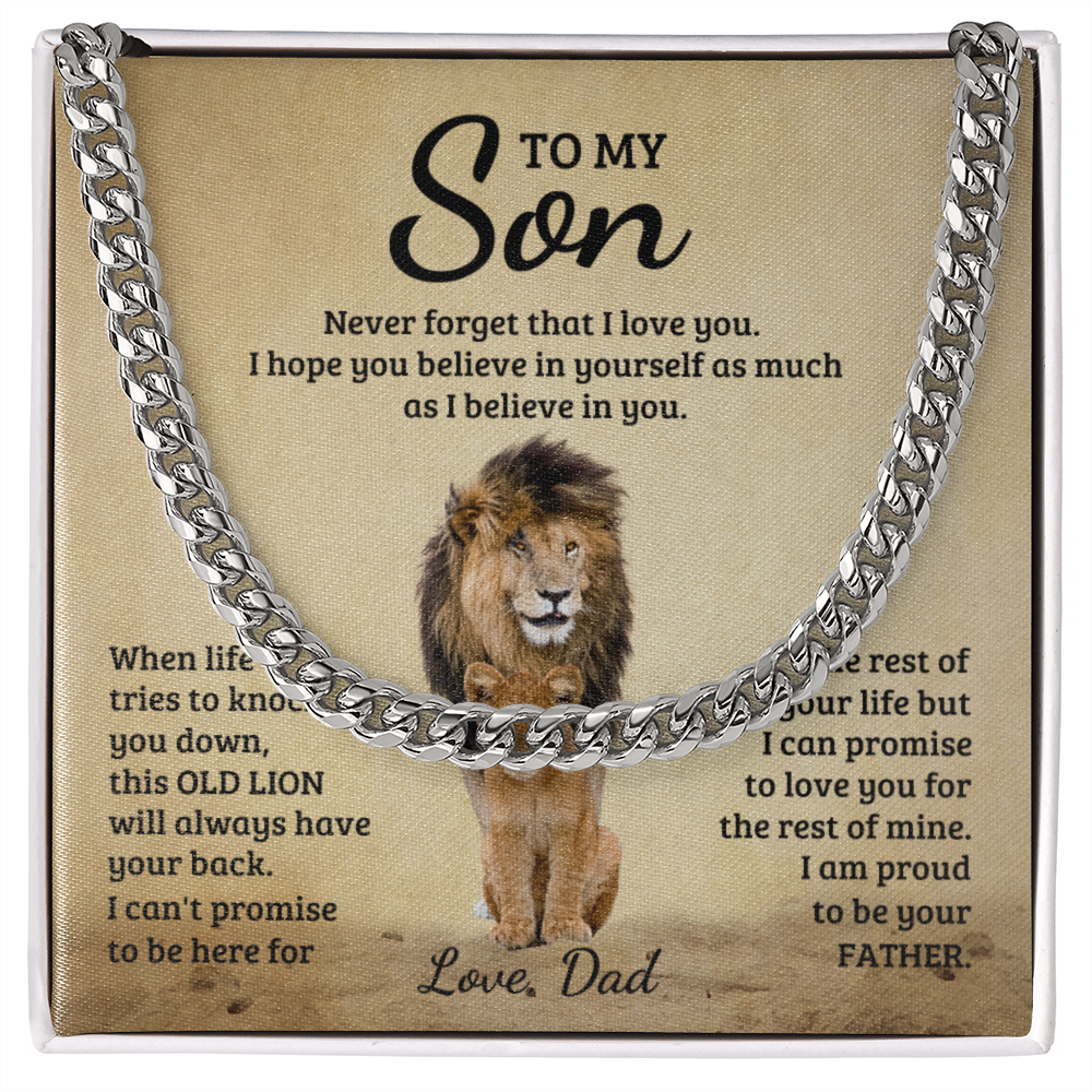 TO MY SON OLD LION CUBAN LINK CHAIN