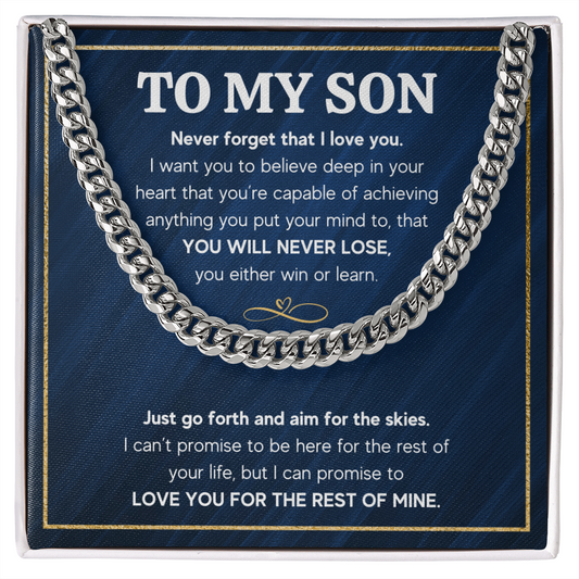 TO MY SON SKIES CUBAN LINK CHAIN GIFT SET