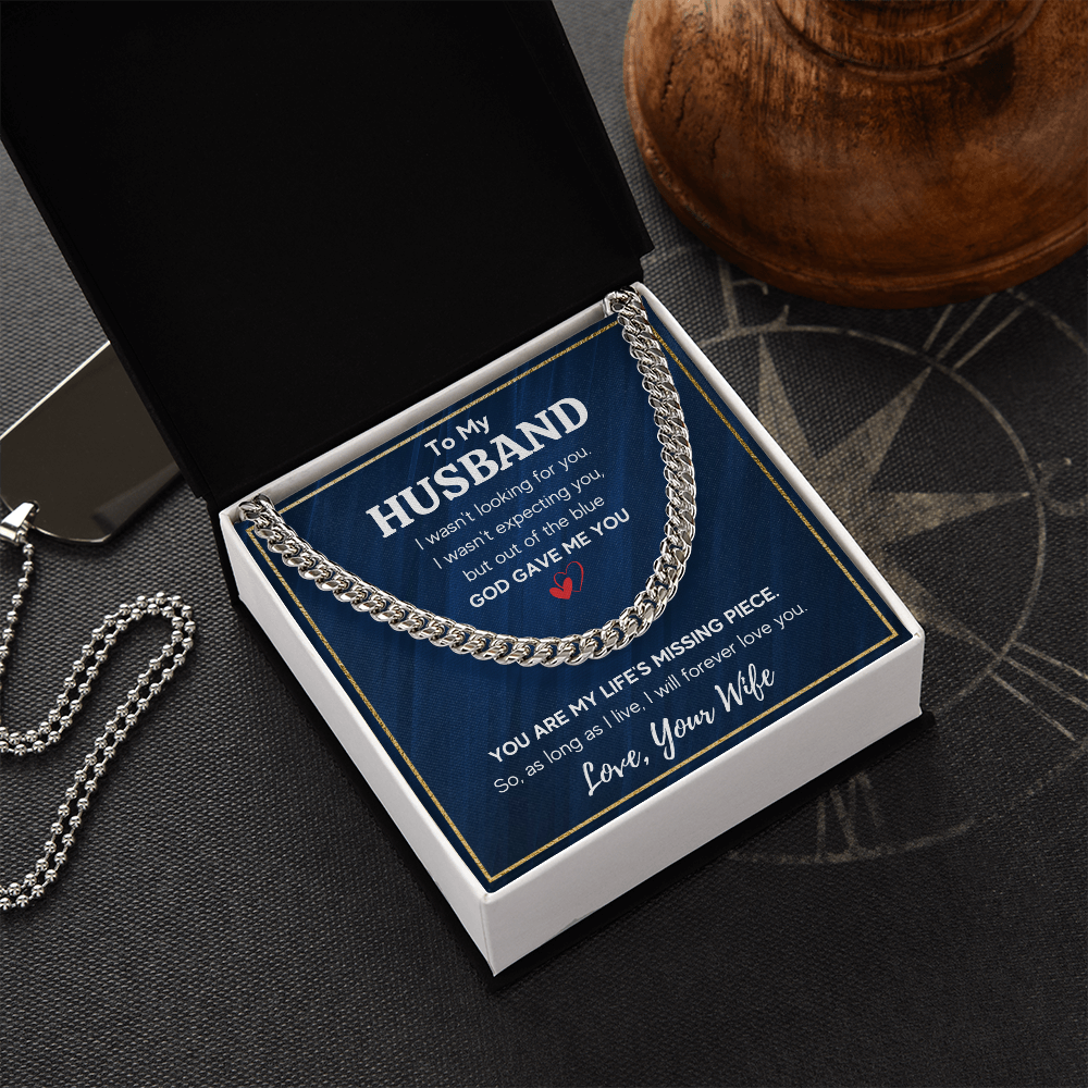 TO MY HUSBAND PIECE CUBAN LINK CHAIN NECKLACE GIFT SET