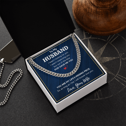 TO MY HUSBAND PIECE CUBAN LINK CHAIN NECKLACE GIFT SET