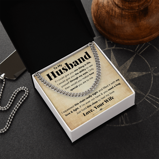 TO MY HUSBAND SQUEEZED CUBAN LINK CHAIN GIFT SET