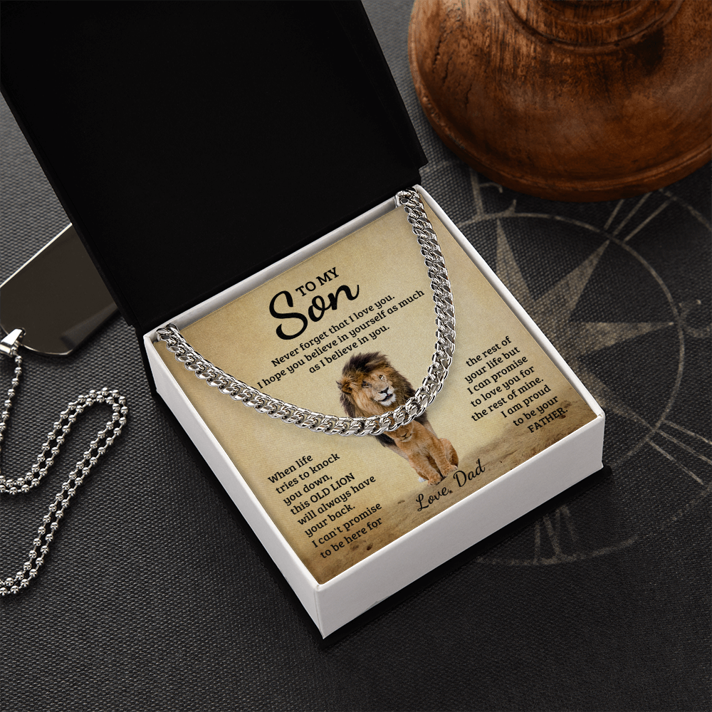 TO MY SON OLD LION CUBAN LINK CHAIN