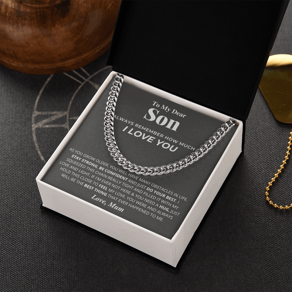 MUM - TO MY SON - REASONS CUBAN LINK CHAIN - NECKLACE GIFT SET