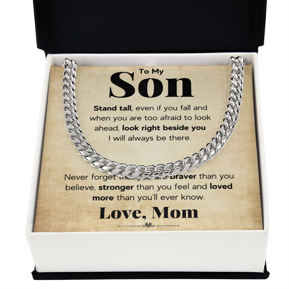 TO MY SON STAND TALL CUBAN LINK CHAIN