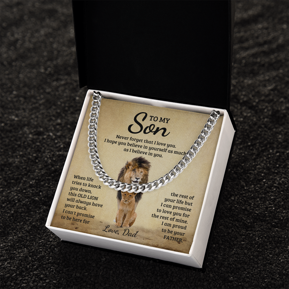 TO MY SON OLD LION CUBAN LINK CHAIN
