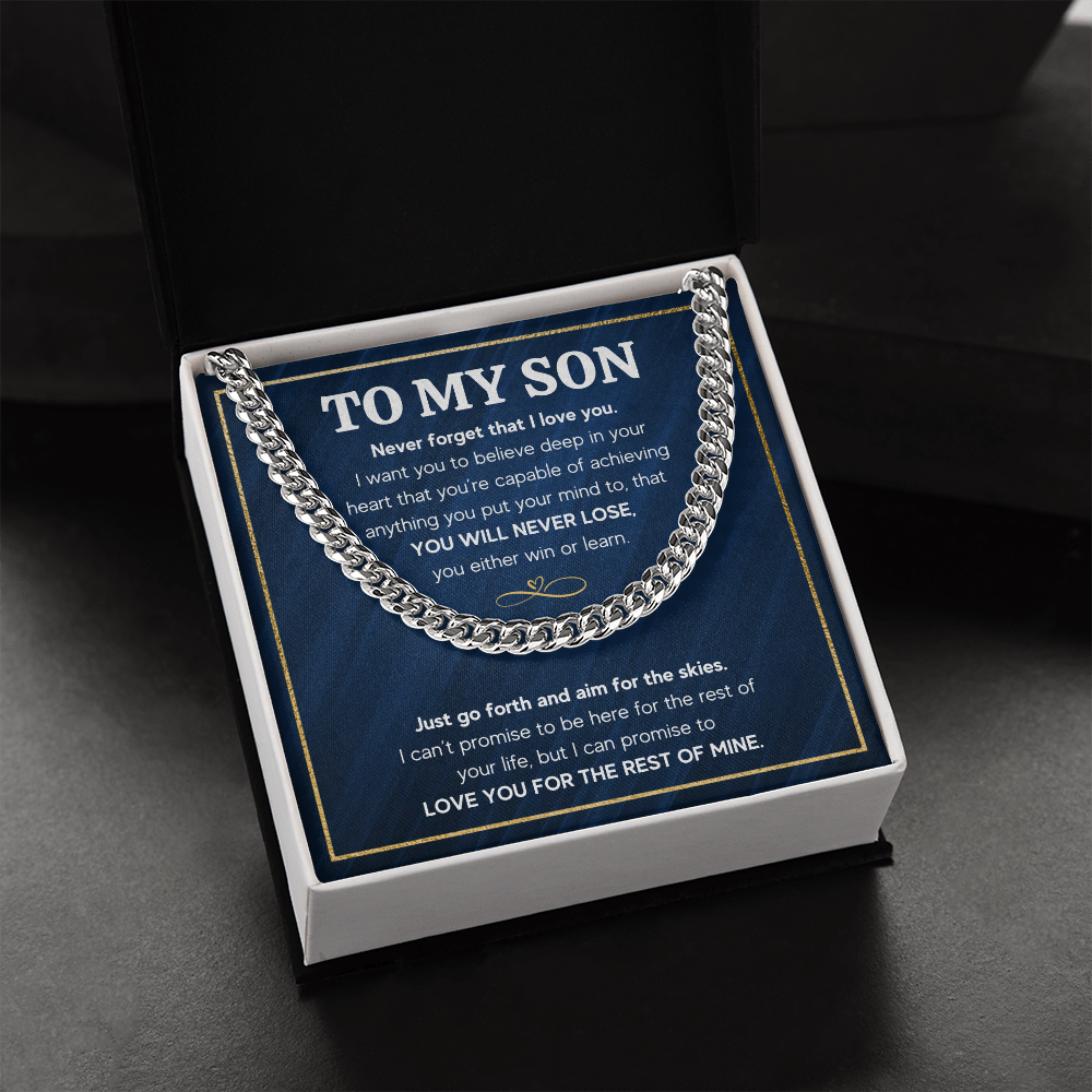 TO MY SON SKIES CUBAN LINK CHAIN GIFT SET