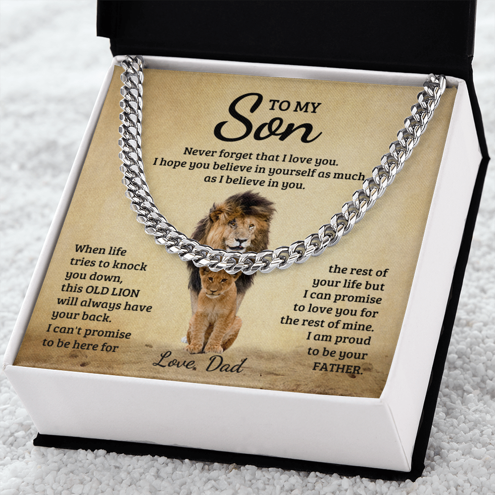 TO MY SON OLD LION CUBAN LINK CHAIN