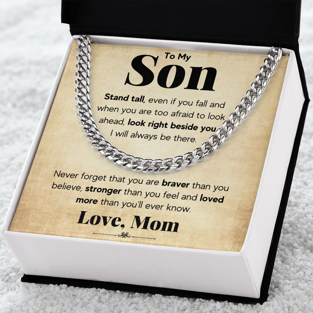 TO MY SON STAND TALL CUBAN LINK CHAIN