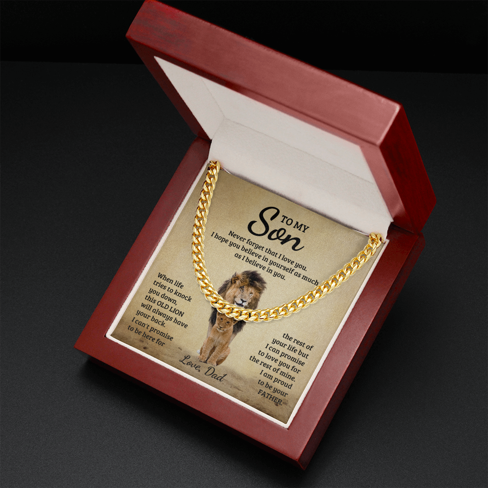 TO MY SON OLD LION CUBAN LINK CHAIN