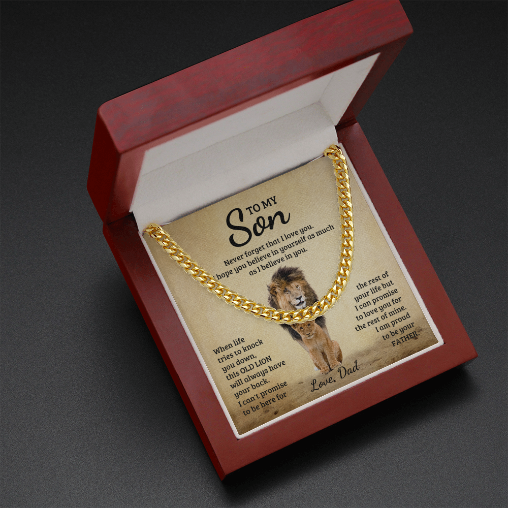 TO MY SON OLD LION CUBAN LINK CHAIN
