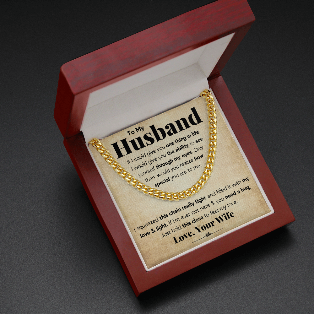 TO MY HUSBAND SQUEEZED CUBAN LINK CHAIN GIFT SET
