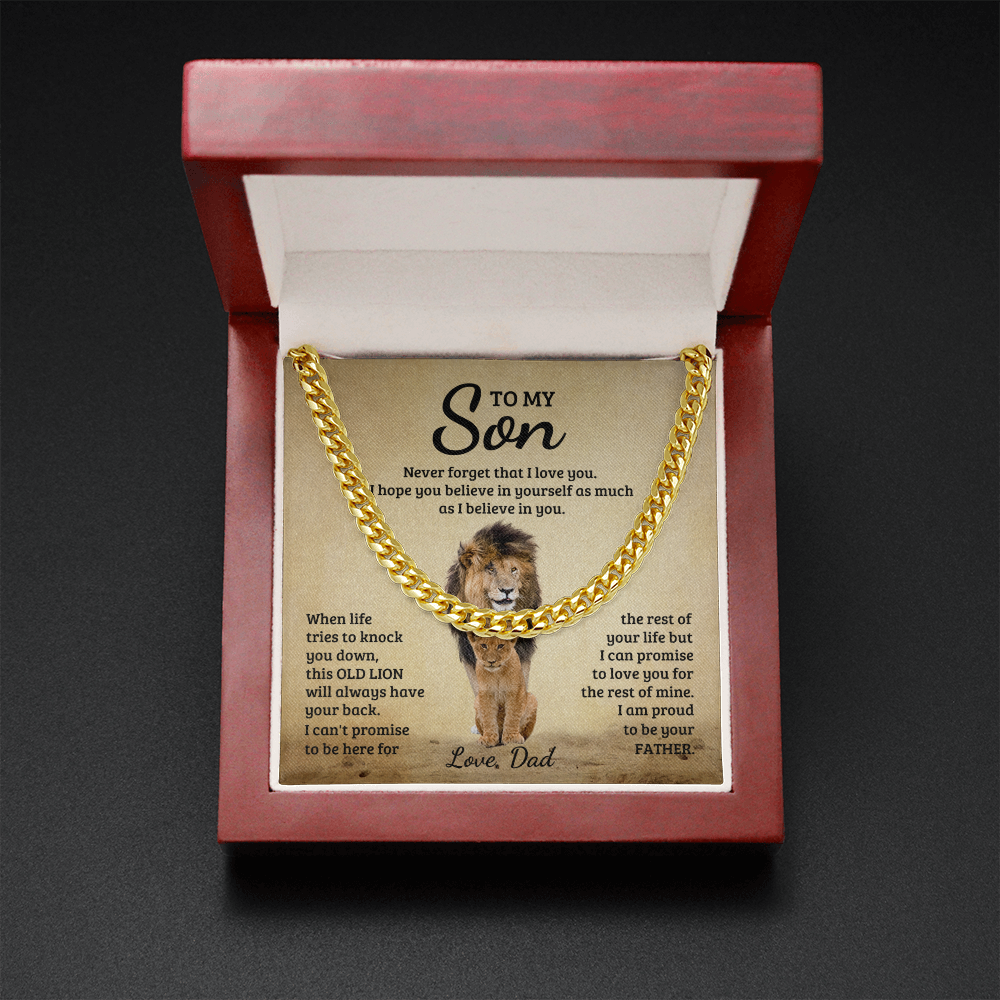 TO MY SON OLD LION CUBAN LINK CHAIN