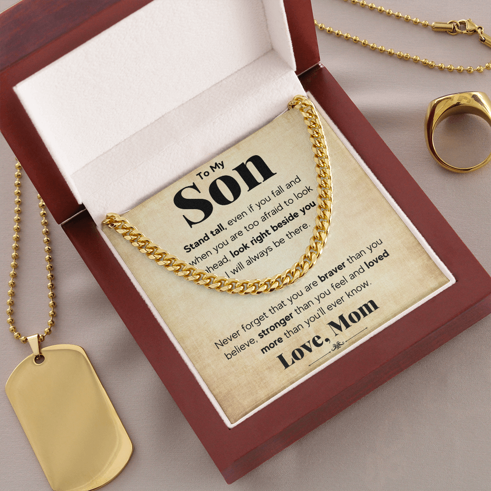 TO MY SON STAND TALL CUBAN LINK CHAIN