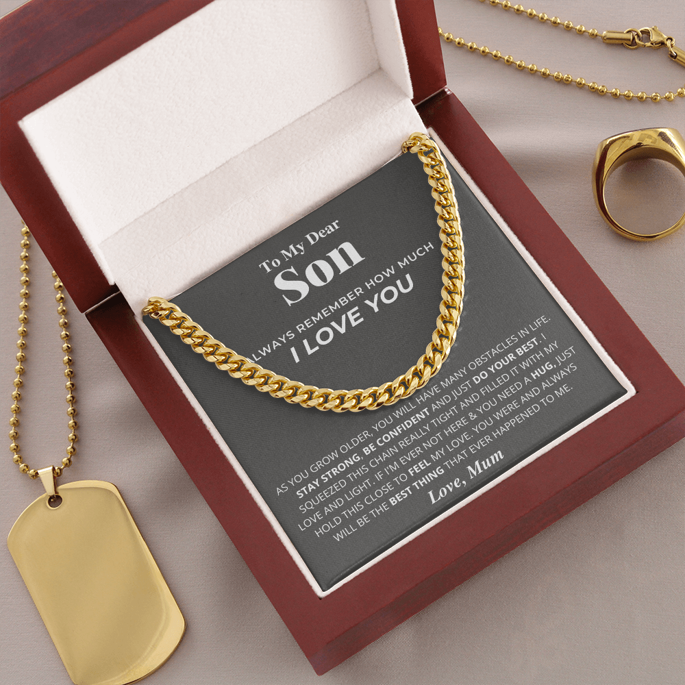 MUM - TO MY SON - REASONS CUBAN LINK CHAIN - NECKLACE GIFT SET