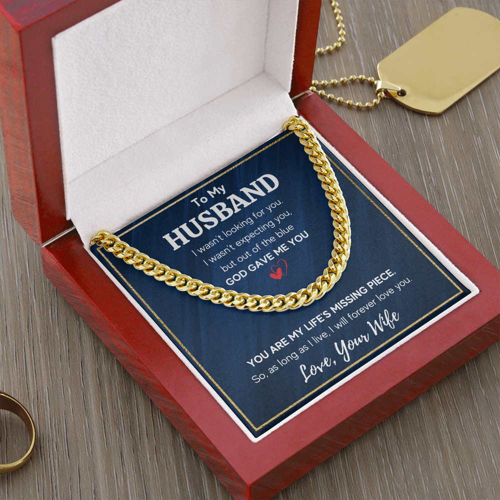 TO MY HUSBAND PIECE CUBAN LINK CHAIN NECKLACE GIFT SET