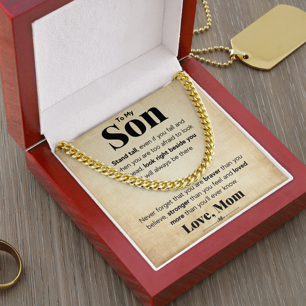 TO MY SON STAND TALL CUBAN LINK CHAIN