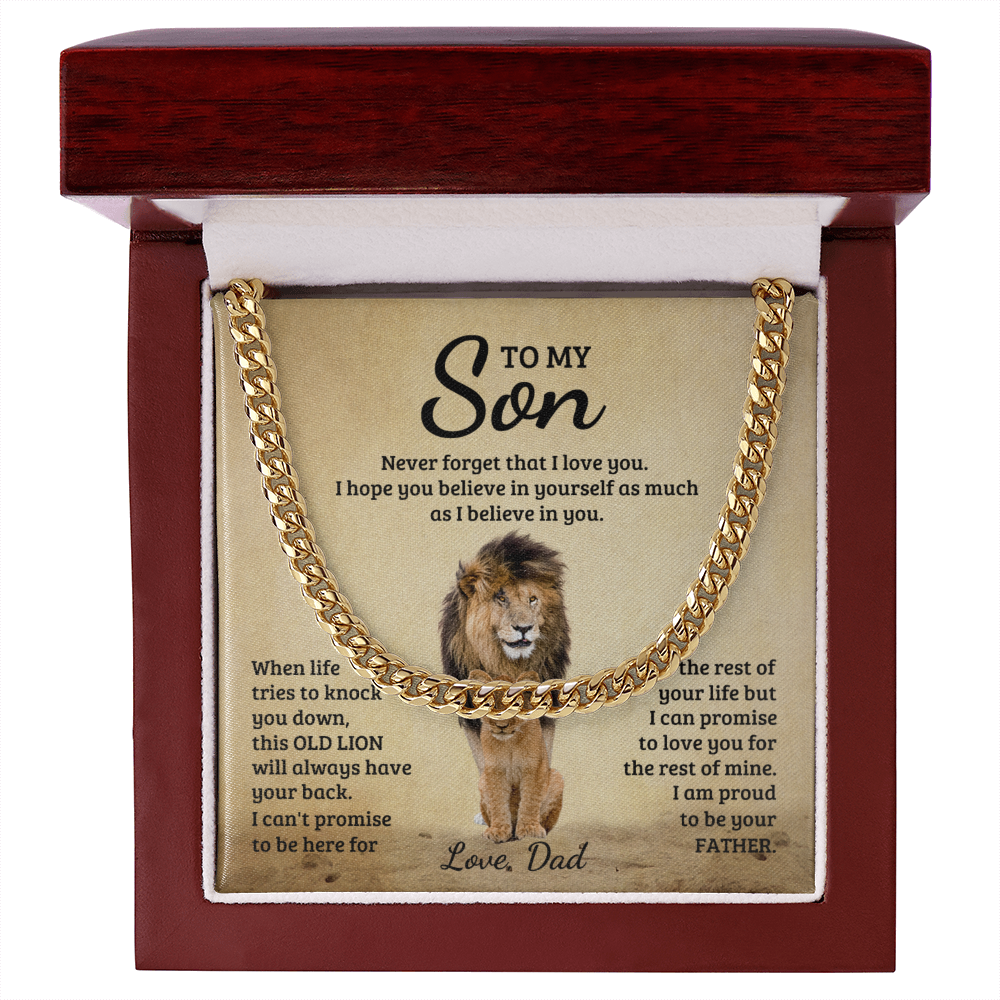 TO MY SON OLD LION CUBAN LINK CHAIN